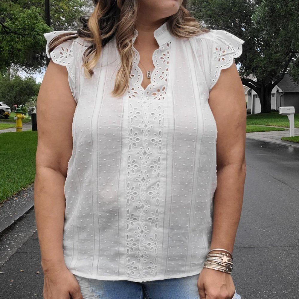 White Eyelet Top